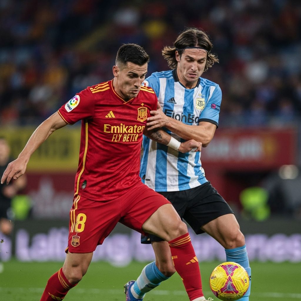 Akcja meczowa z La Liga - piłkarze w trakcie pojedynku