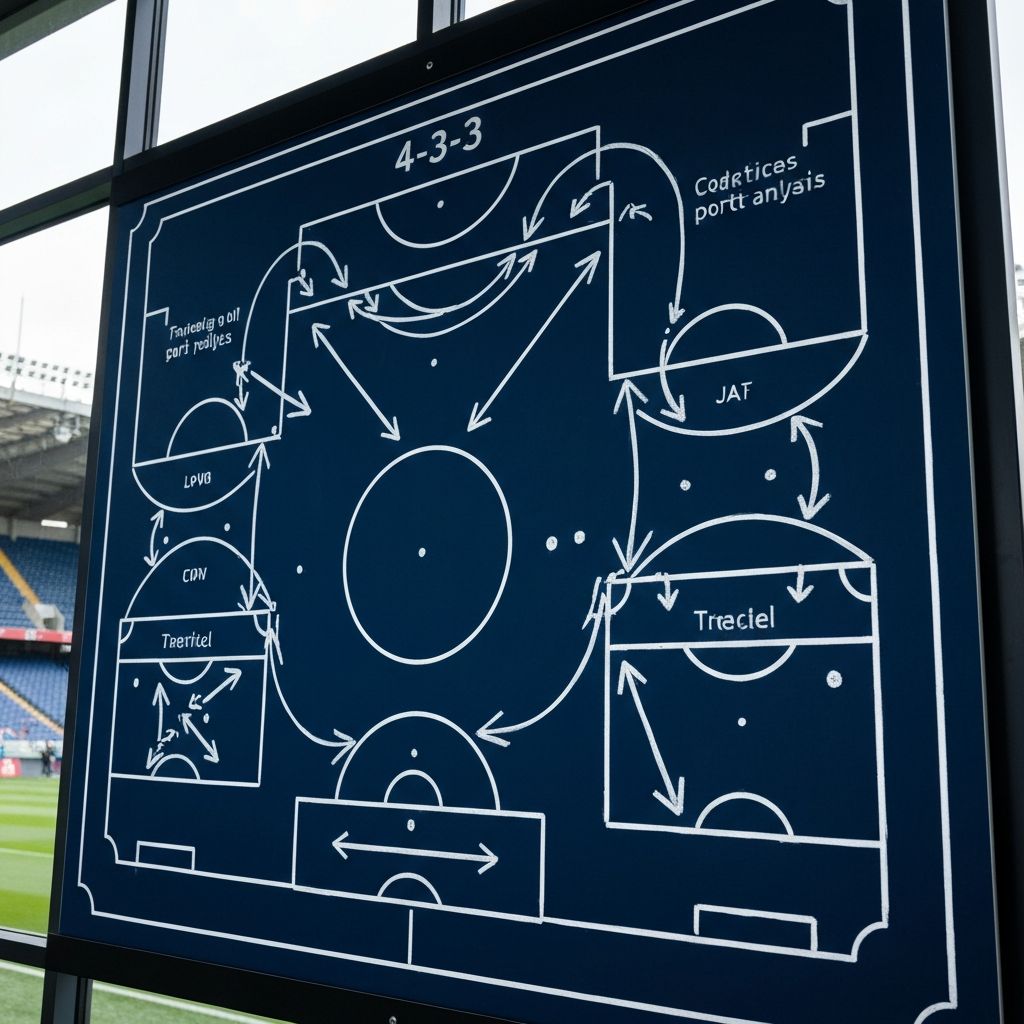 Tablica taktyczna z formacją 4-3-3 i schemat gry drużyny La Liga